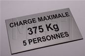 PLAQUE CHARGE CABINE (autocollante 60*100) 375Kg 5 Pers