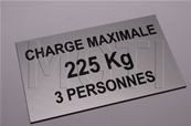 PLAQUE CHARGE CABINE (autocollante 60*100) 225Kg 3 Pers