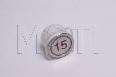 BOUTON MG21G (rond, inox brossé)LUM ROUGE 24V symbole 15