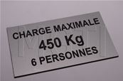PLAQUE CHARGE CABINE (autocollante 60*100) 450Kg 6 Pers