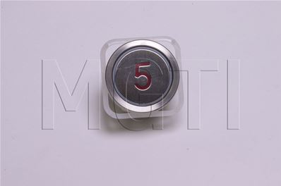 BOUTON MG21G (rond,inox brossé)LUM ROUGE 24V symbole 5